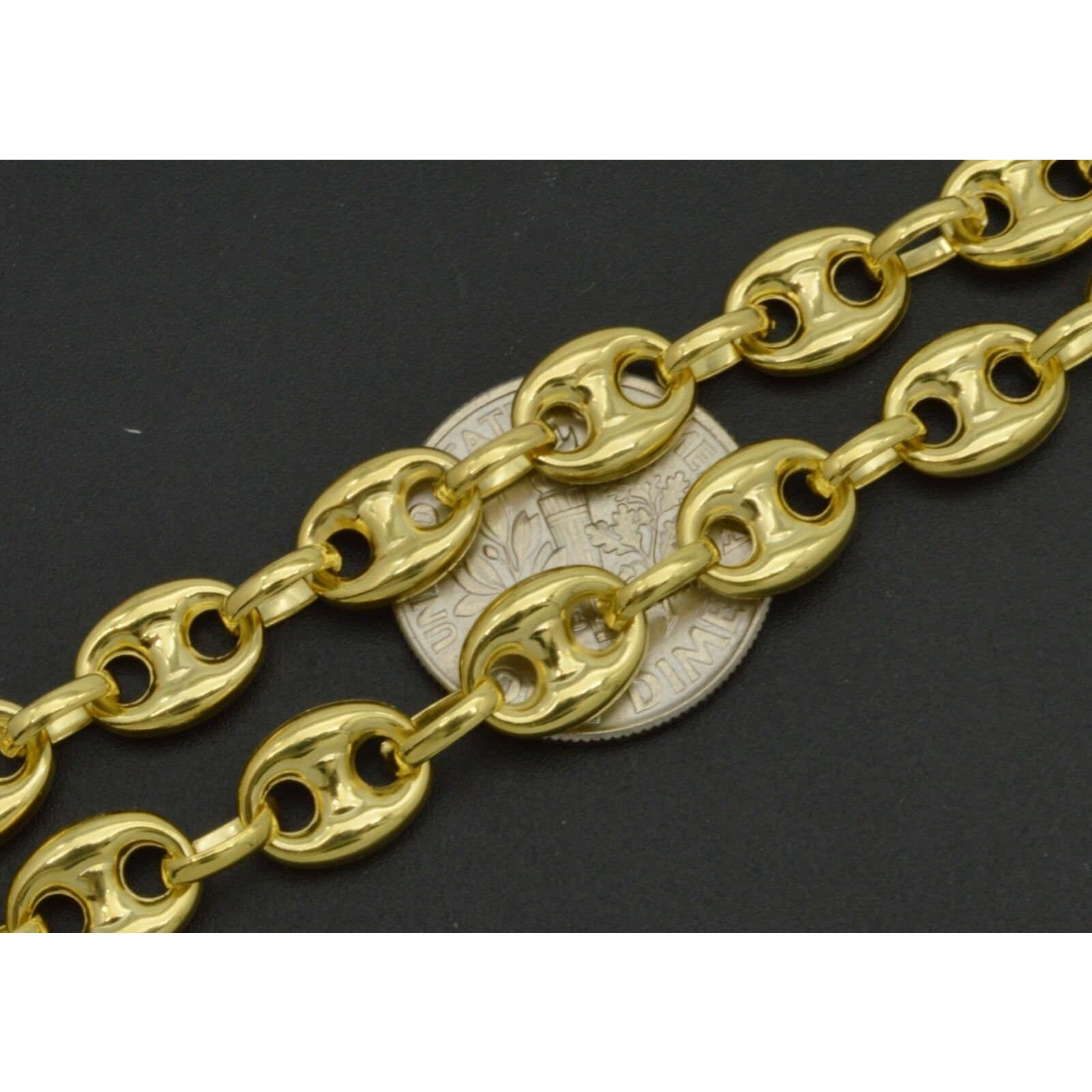 14k Yellow Real Gold Puffed Mariner Link Chain Necklace 7mm 182024 3801$